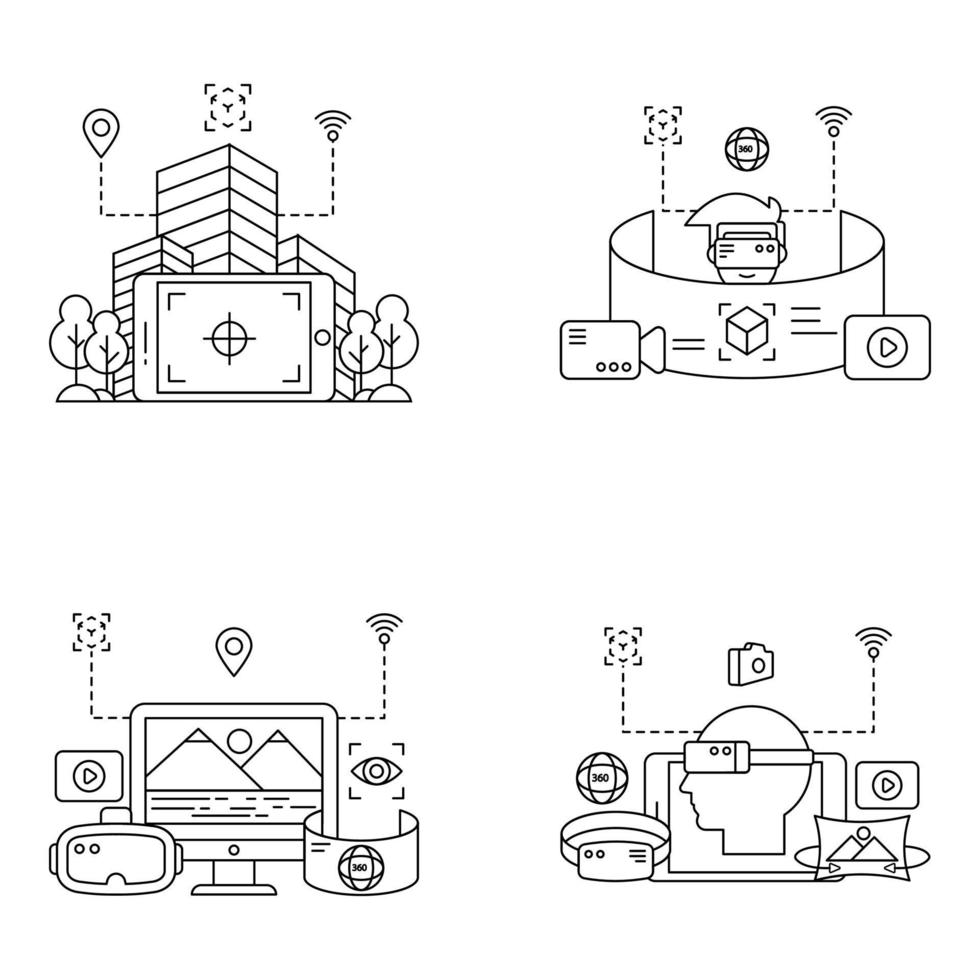 Packung mit verschiedenen linearen Illustrationen vektor