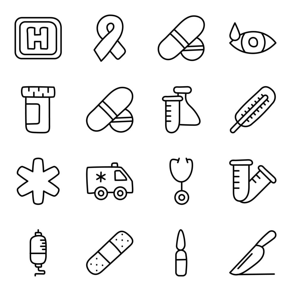 paket med medicinska och vetenskapliga ikoner vektor