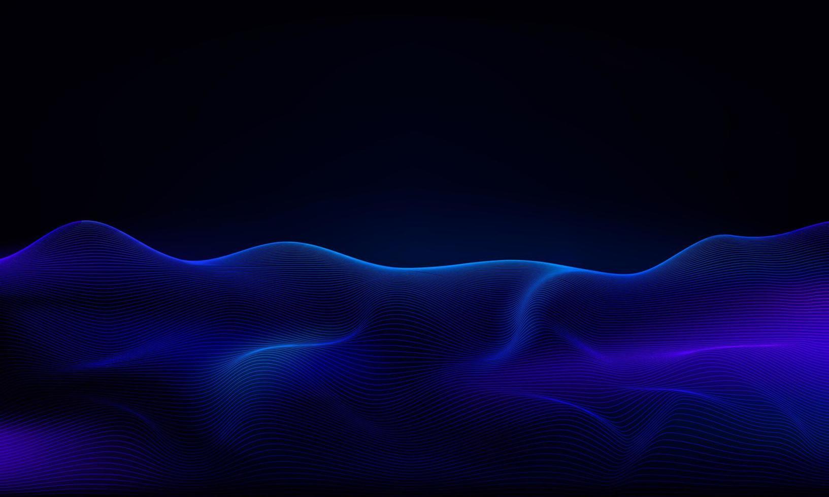 våglinje på mörkblå bakgrund, design med abstrakt konst och vektor. vektor