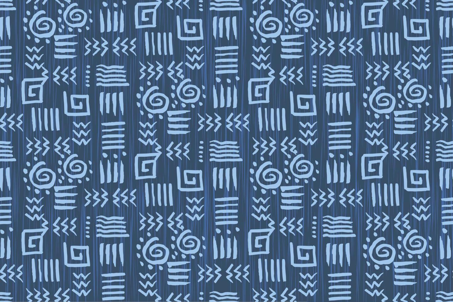 Afrikanischer Wachsdruckstoff, ethnische handgefertigte Ornamente für Ihr Design, geometrische Elemente mit Stammesmustermotiven. Vektortextur, Afro-Textil-Ankara-Modestil. Pareo-Wickelkleid, Teppichbatik vektor