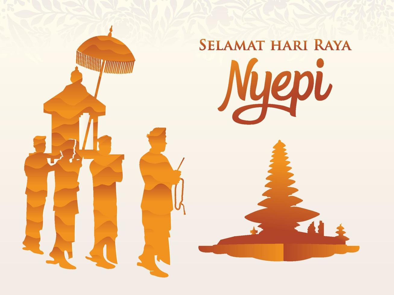 selamat hari raya nyepi. översättning glad dag av tystnad nyepi. vektor