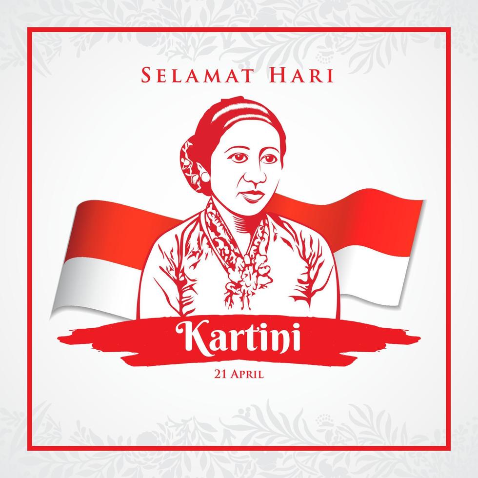 selamat hari kartini. översättning glad kartini dag. kartini är hjältarna för kvinnors utbildning och mänskliga rättigheter i Indonesien vektor