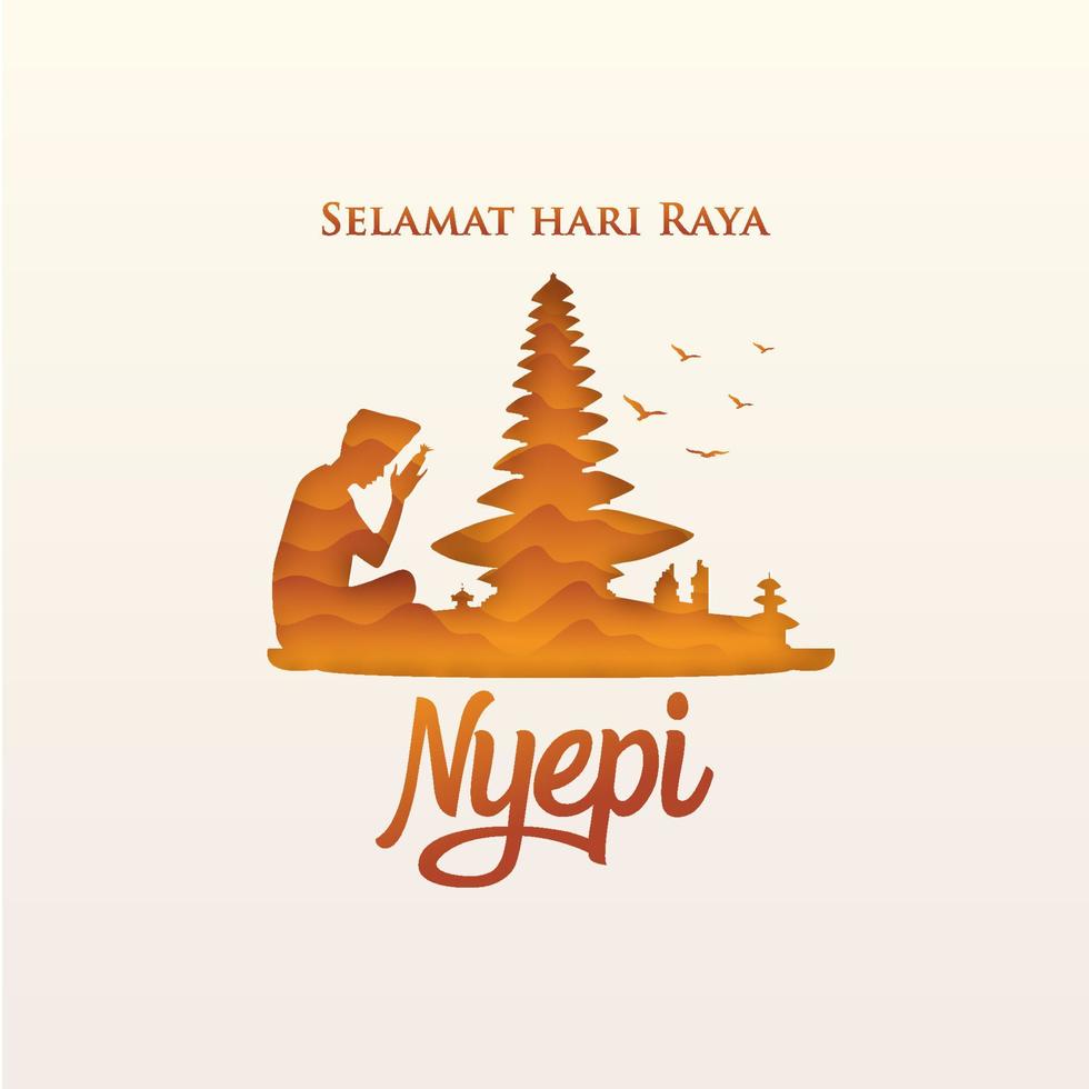 selamat hari raya nyepi. översättning glad dag av tystnad nyepi. vektor