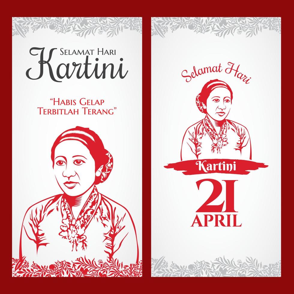 selamat hari kartini. översättning glad kartini dag. kartini är hjältarna för kvinnors utbildning och mänskliga rättigheter i Indonesien vektor