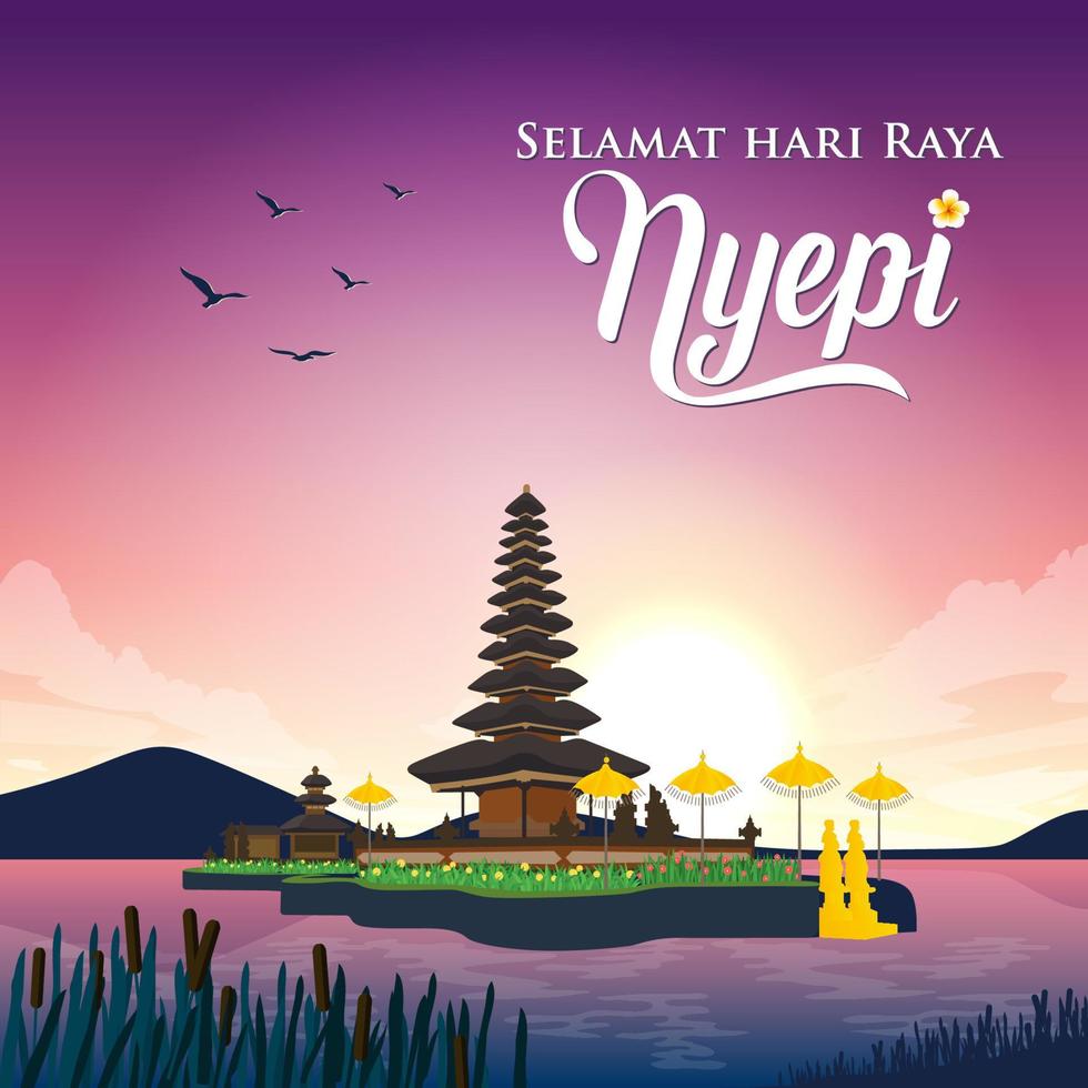 Selamat Hari Raya Nyepi. Übersetzung froher Tag der Stille nyepi. geeignet für grußkarte vektor