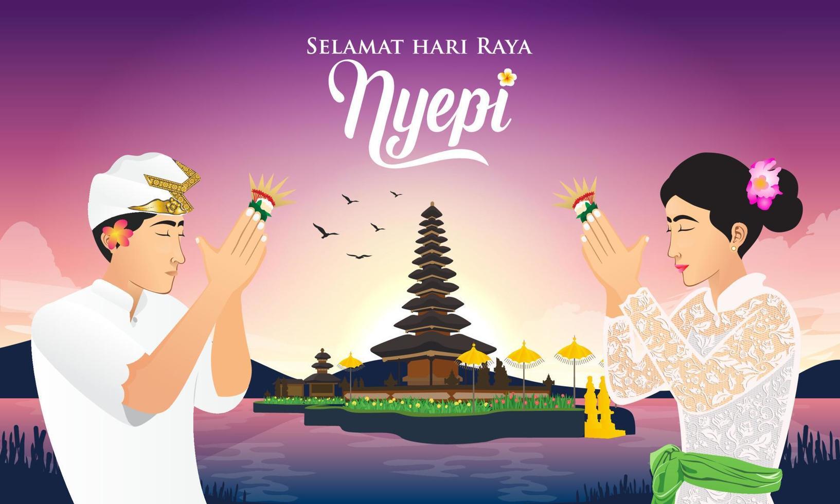 Selamat Hari Raya Nyepi. Übersetzung froher Tag der Stille nyepi. geeignet für grußkarte vektor