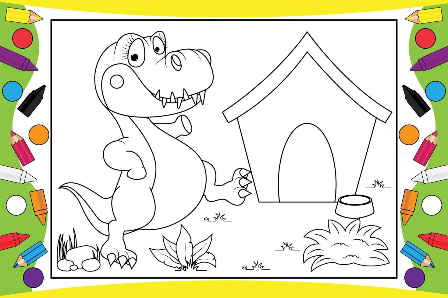 Färben von niedlichen Dinosauriern für Kinder vektor
