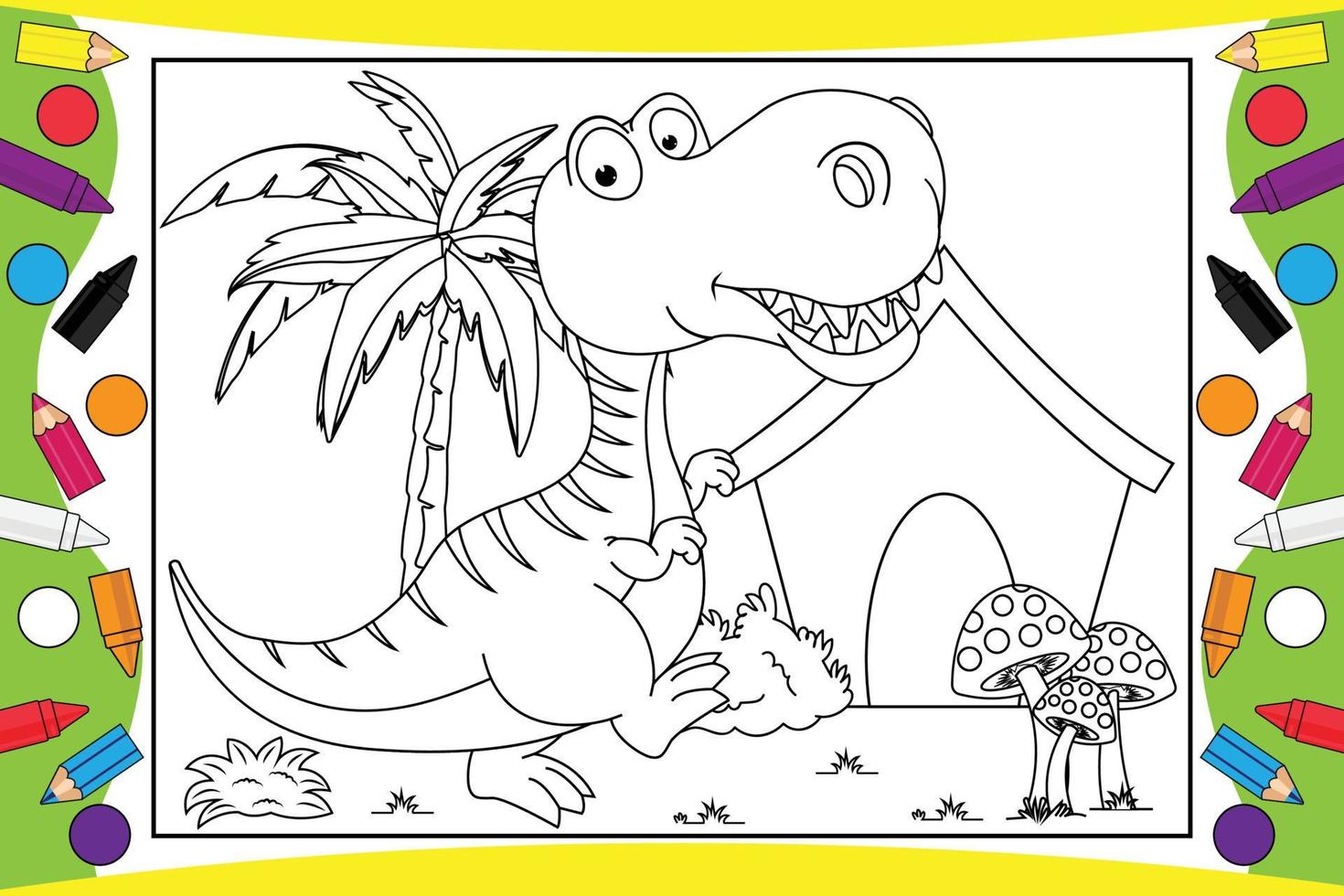 färglägga söt dinosaurie för barn vektor