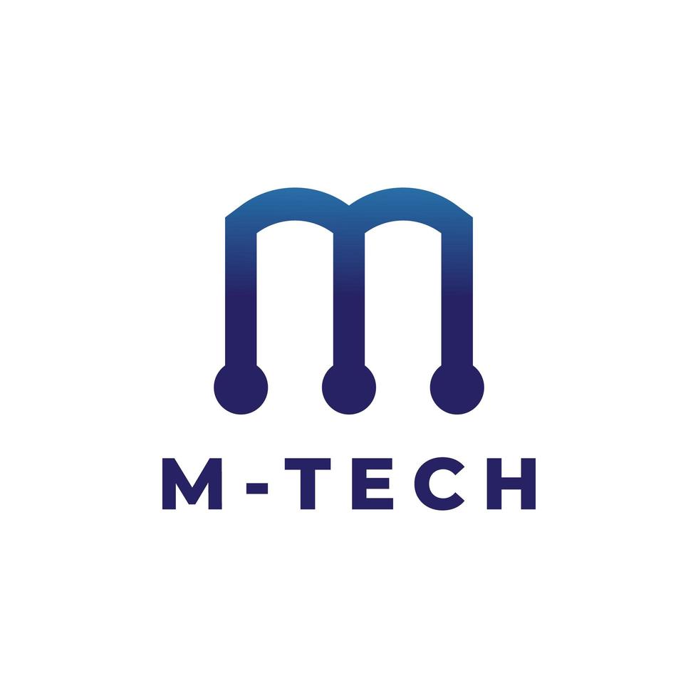 modern bokstav m tech logotypdesign vektor