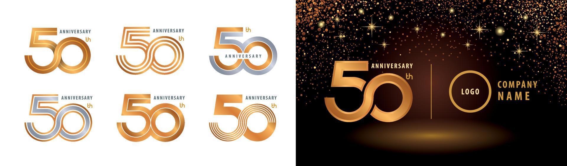satz des 50-jährigen jubiläums-logotypdesigns, unendlichschleifenlogovektor. fünfzig Jahre Jubiläumsfeier. vektor