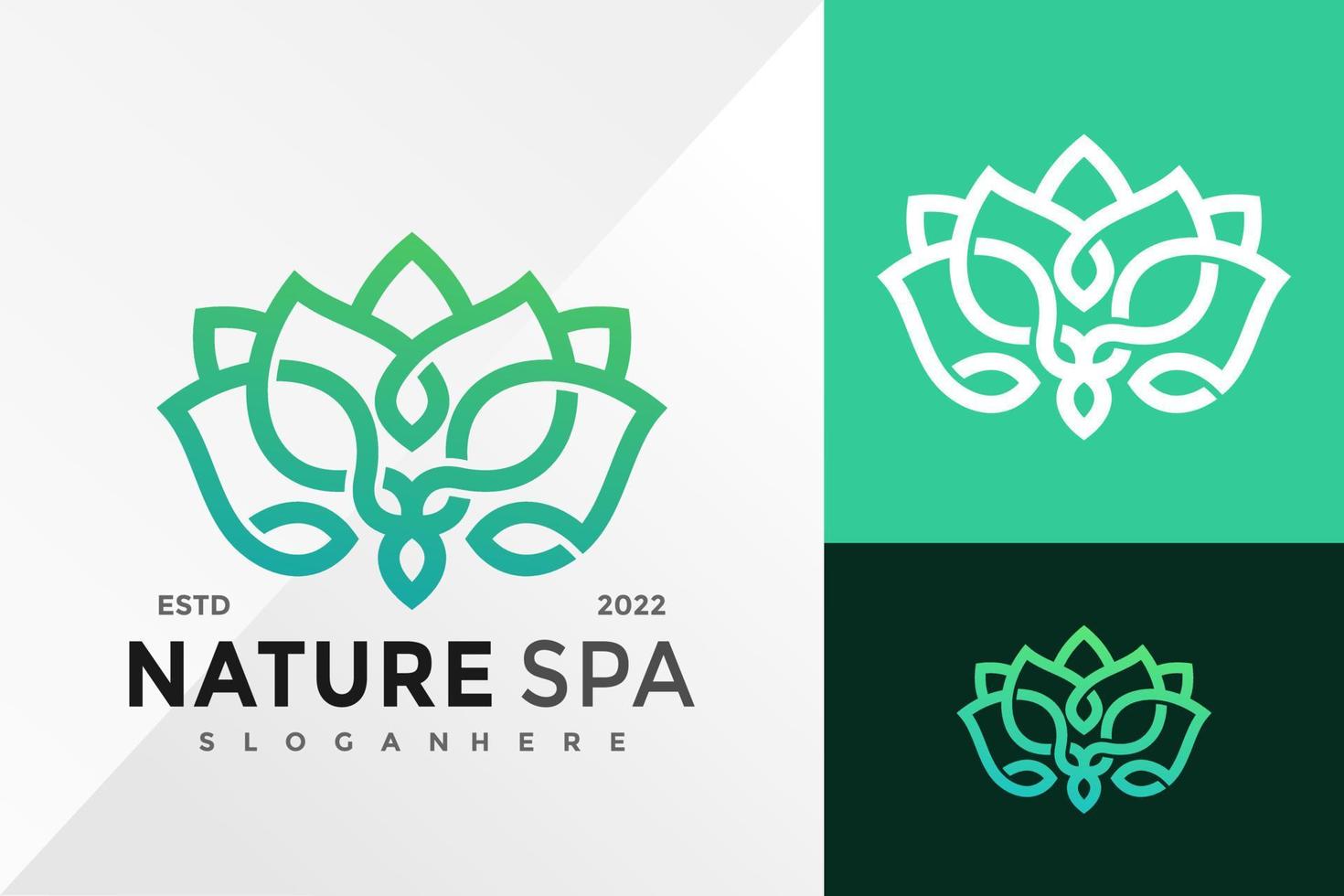 Natur-Lotus-Spa-Logo-Design-Vektor-Illustrationsvorlage vektor