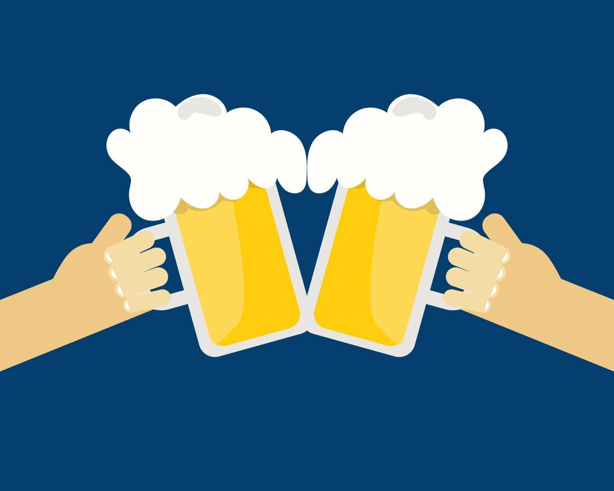ölfestival. två händer som håller ett glas öl. tecknad vektor för din design