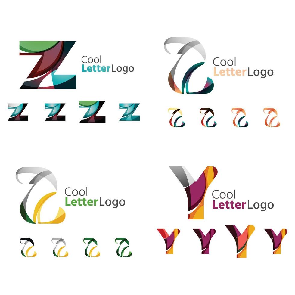 minimal bokstav logotyp abstrakt logotyper samling med bokstäver. geometriska abstrakta logotyper vektor