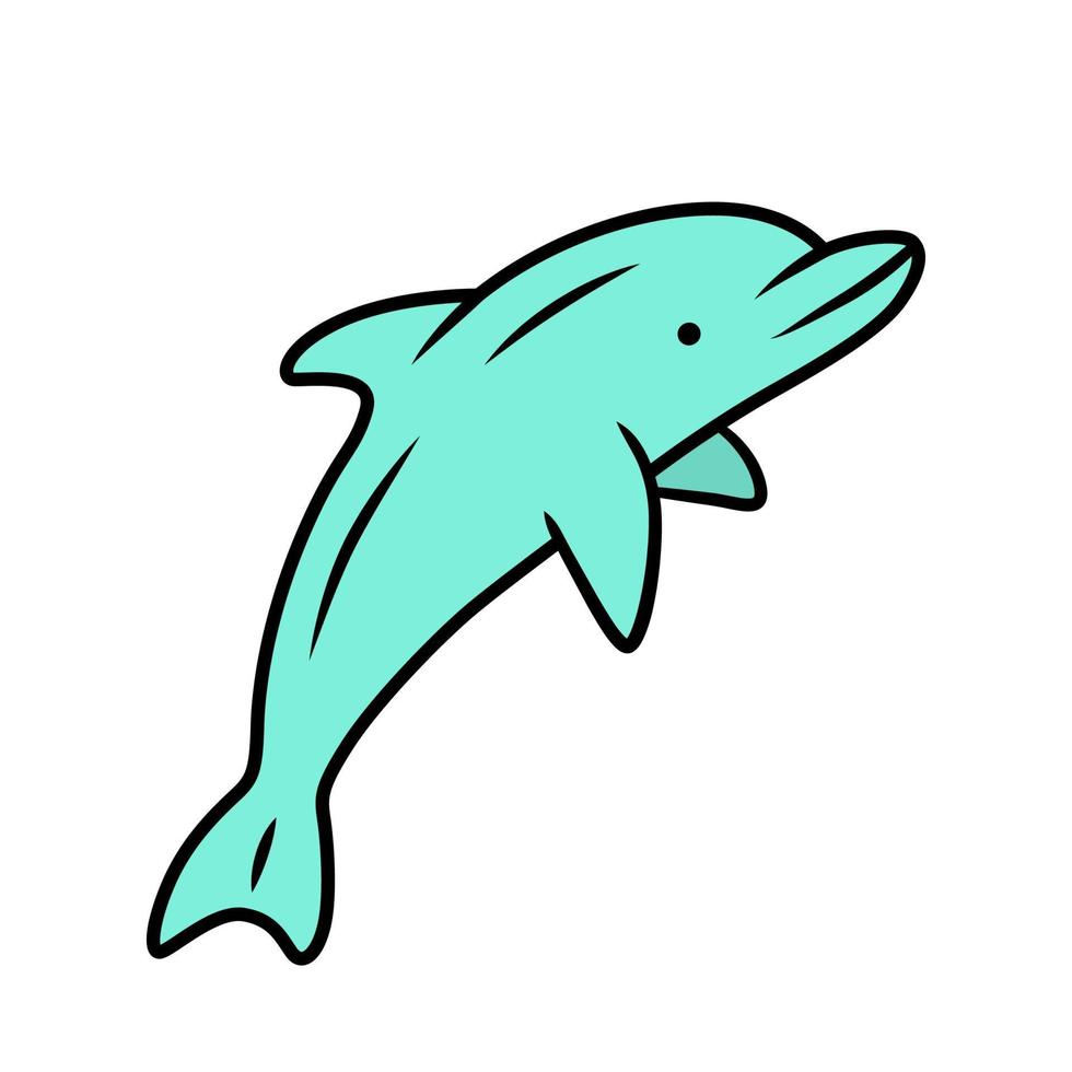 delfin blå färgikon. undervattensvärlden. hög intelligent vattenvarelse. undervattensvattenlevande däggdjur. marin fauna. underhållning delfinshow. hoppande fisk. isolerade vektor illustration