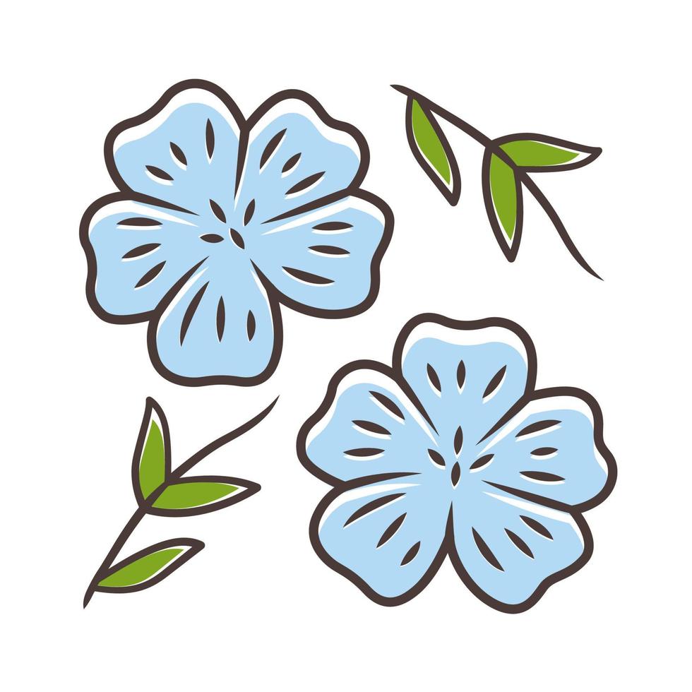 blå lin växt färgikon. linne vild blomma. vårblomning. blommande linum vildblomma. isolerade vektor illustration