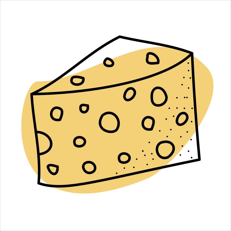 Käse-Doodle-Symbol für Web- und Küchendekor vektor