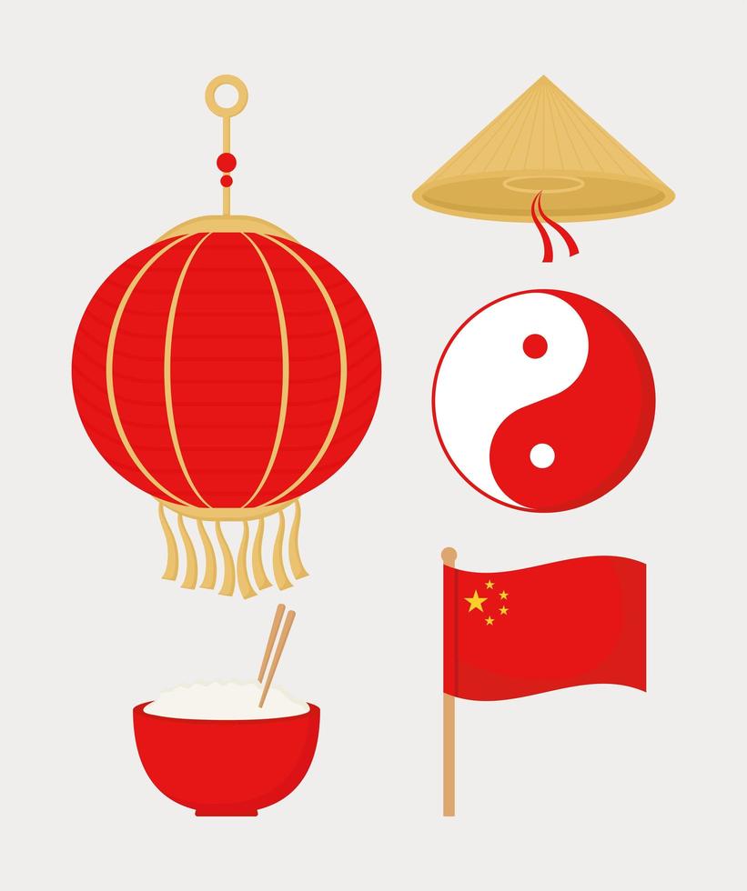 fünf chinesische ikonen vektor