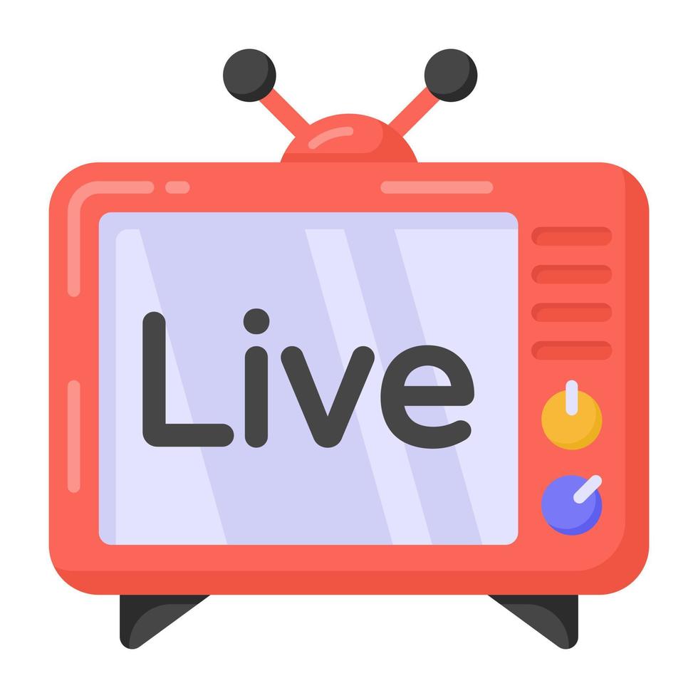 en live-tv-ikon i platt design vektor