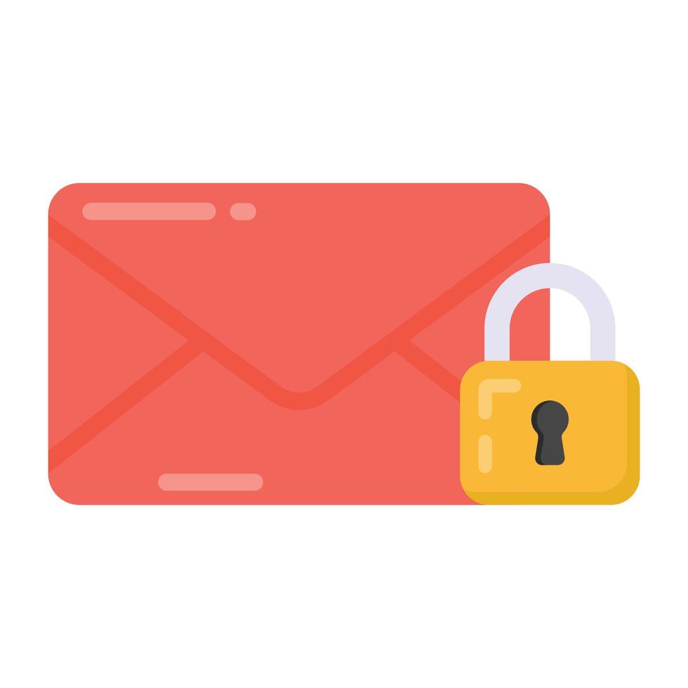 kuvert med lås som anger platt ikon för konfidentiell e-post vektor