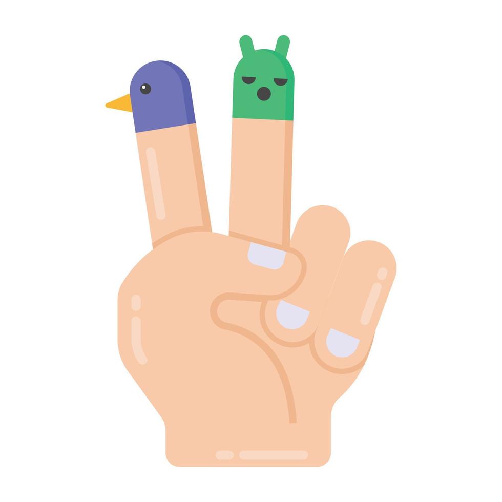 dockteater med fingrar, platt ikon av fingerdockor vektor