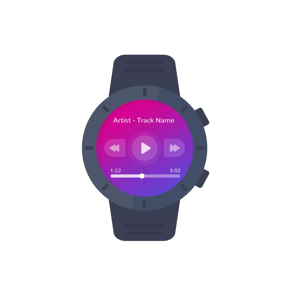 musikplayer ui für smart watch, vektorschnittstellendesign vektor