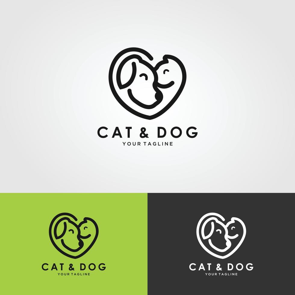 Hund und Katze Logo-Design-Vektor. vektor