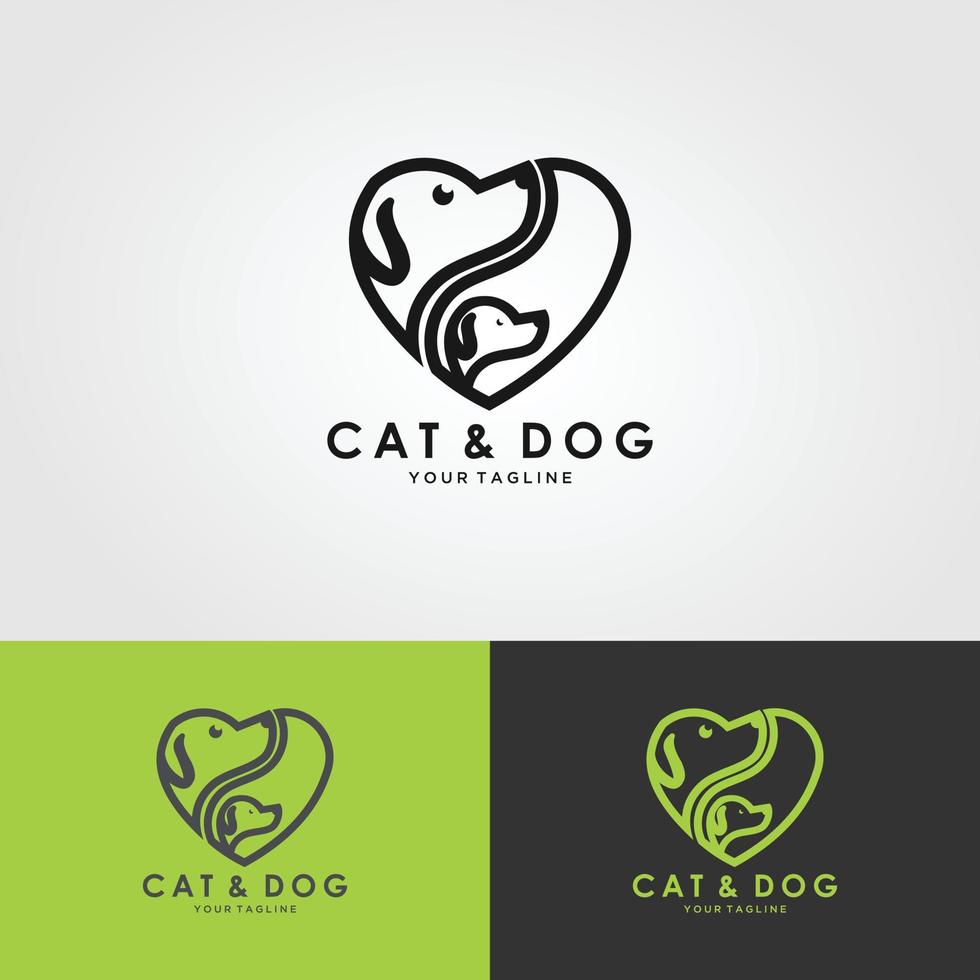 Hund und Katze Logo-Design-Vektor. vektor