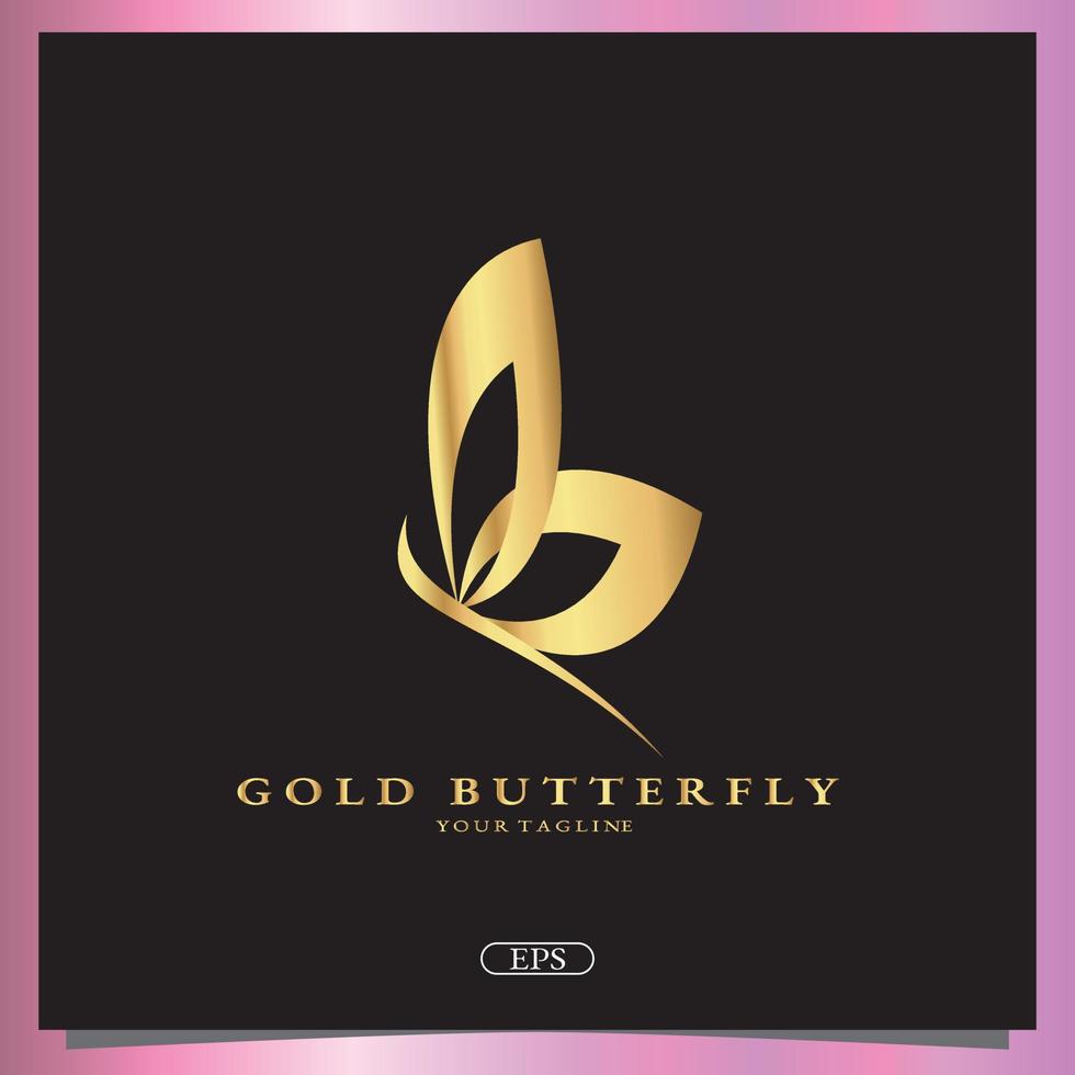 Gold Schmetterling Logo Premium elegante Vorlage Vektor eps 10