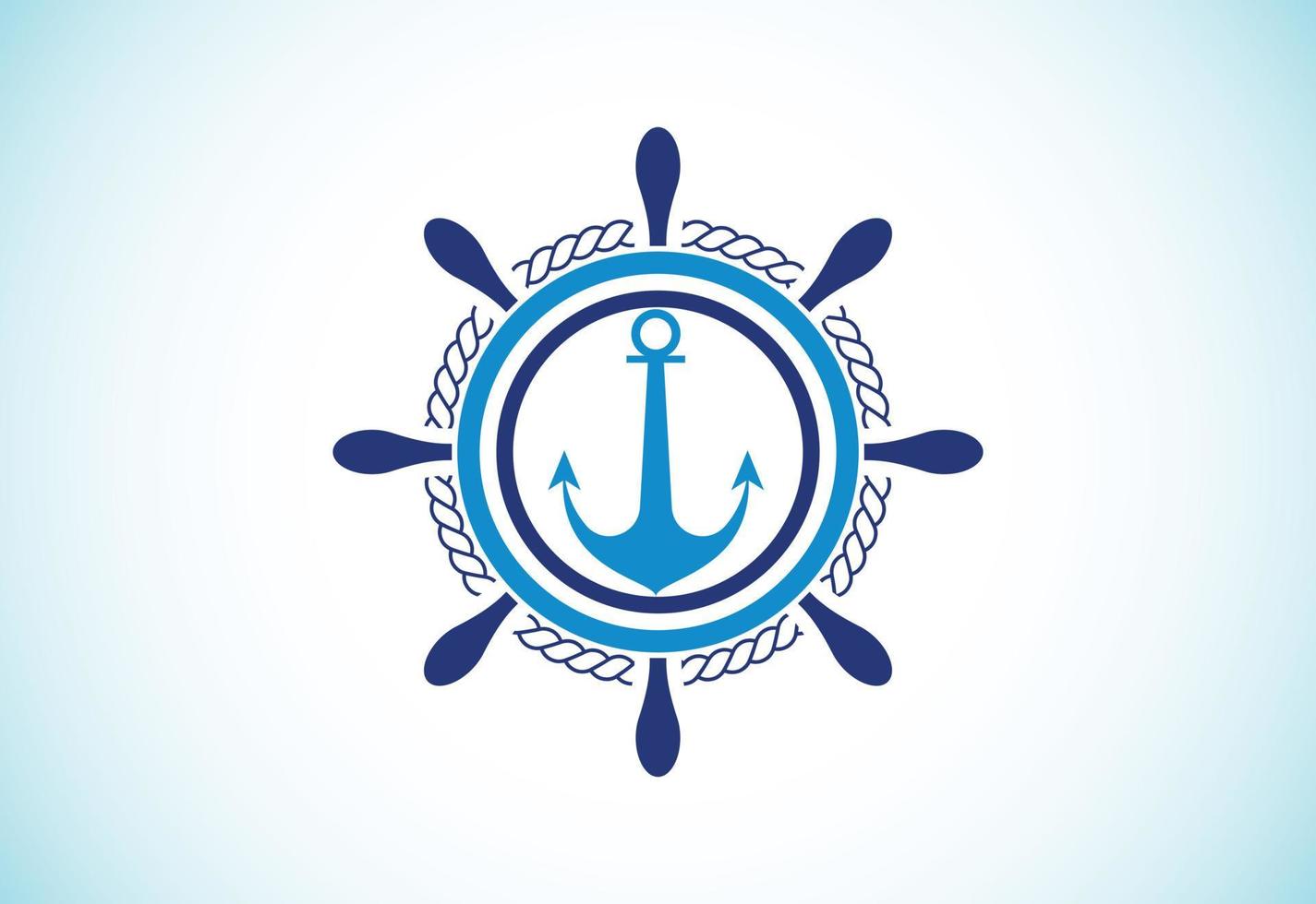 Schiffslenkrad und Anker-Logo-Design-Vorlage vektor