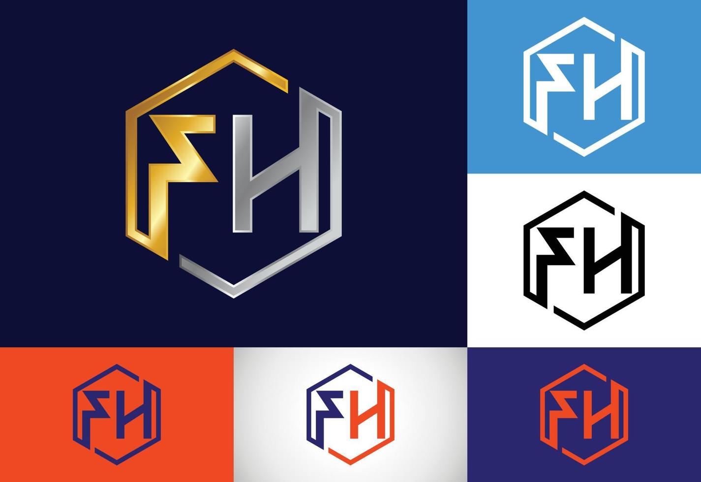 första monogram bokstaven fh logotyp design vektor mall. fh bokstavslogotypdesign