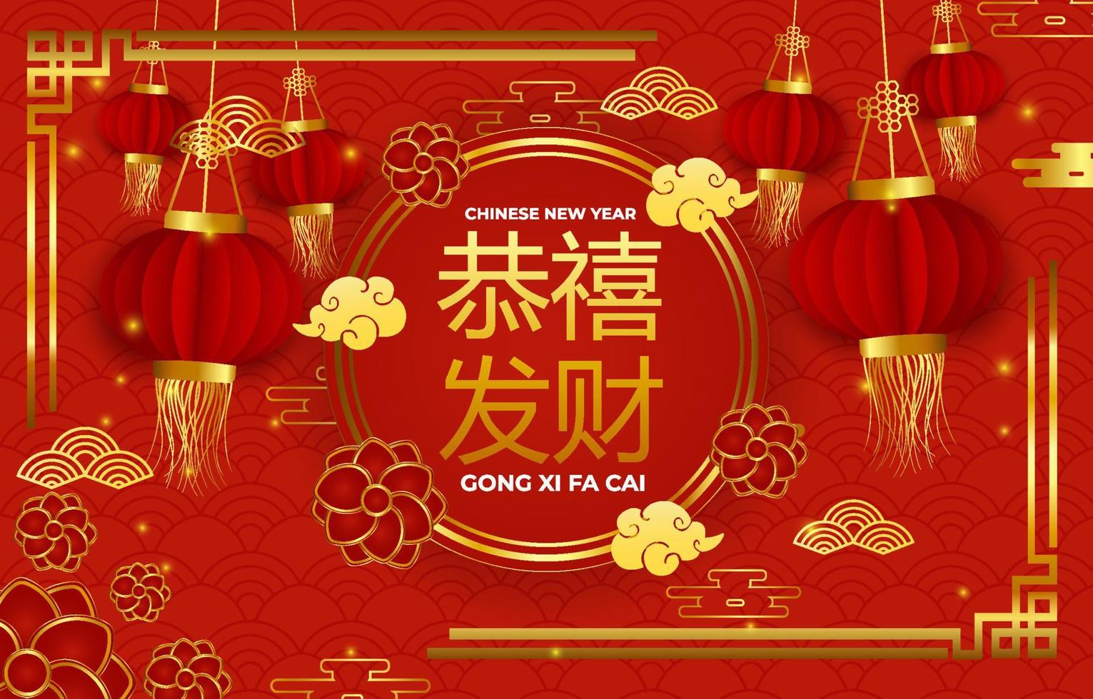 chinesisches neujahrshintergrundkonzept mit laterne vektor