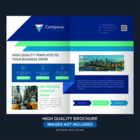 Blaue Business Fold Broschüre vektor