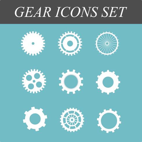 Gears and cogs flat Icons set i vektor koncept design illustration på isolerad blå bakgrund