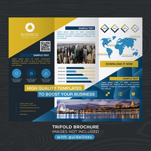 Trifold Blue Yellow Business Fold Broschüre vektor