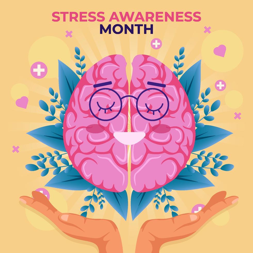 stressmedvetande månad vektor