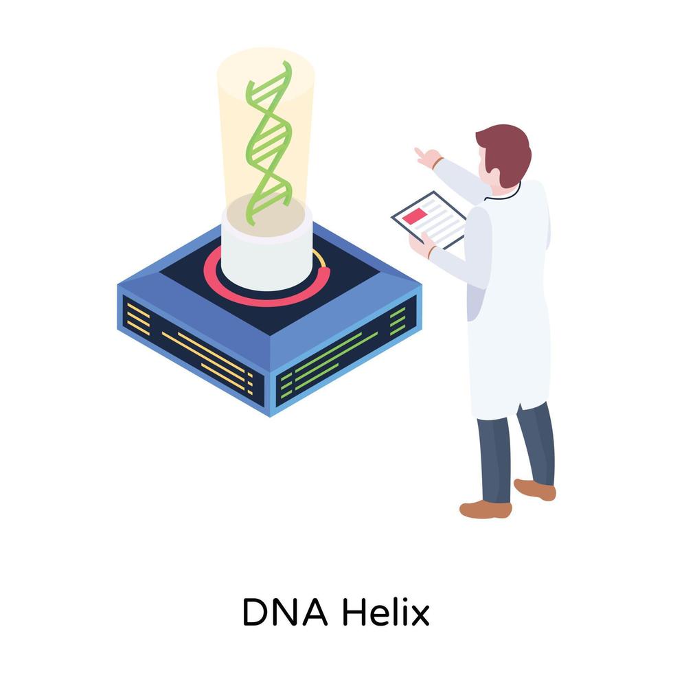 en illustration av dna helix i isometrisk design vektor