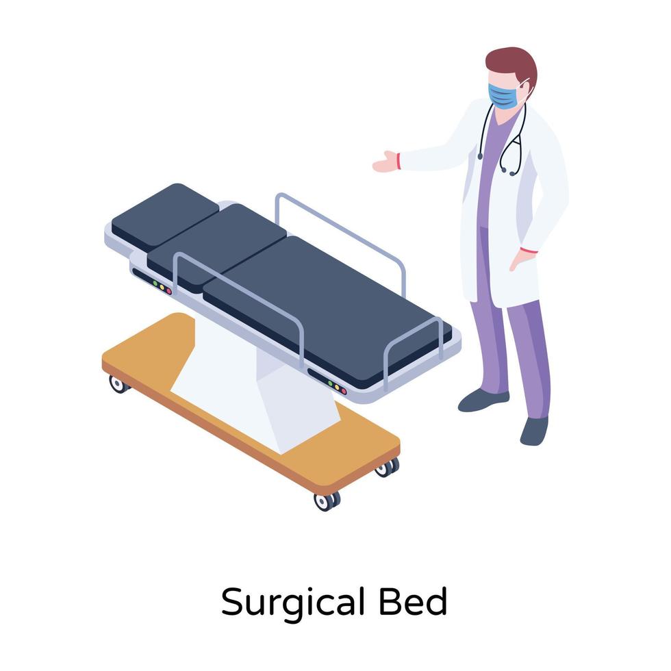 en illustration av kirurgisk säng i modern isometrisk design vektor