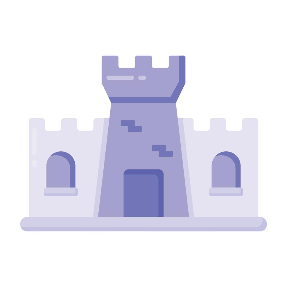 en medeltida slottsbyggnad i platt ikon vektor