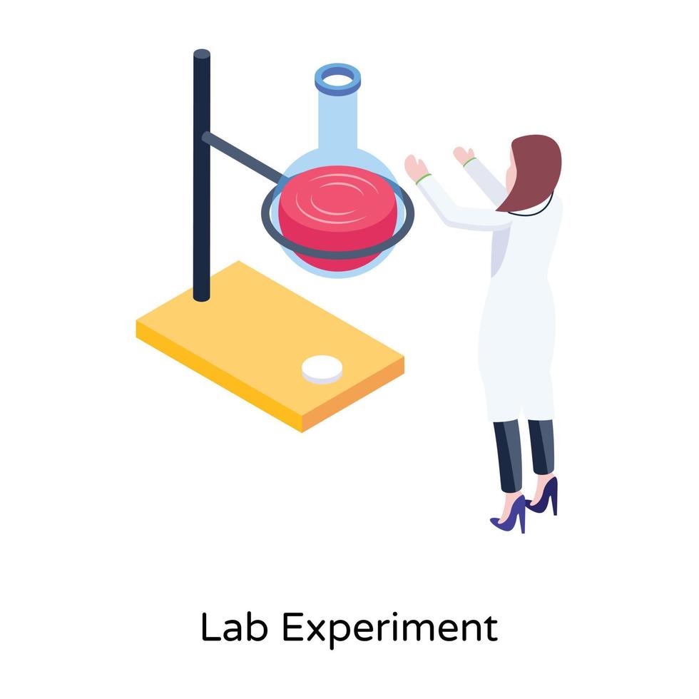 isometrische illustration des laborexperiments im modernen editierbaren design vektor