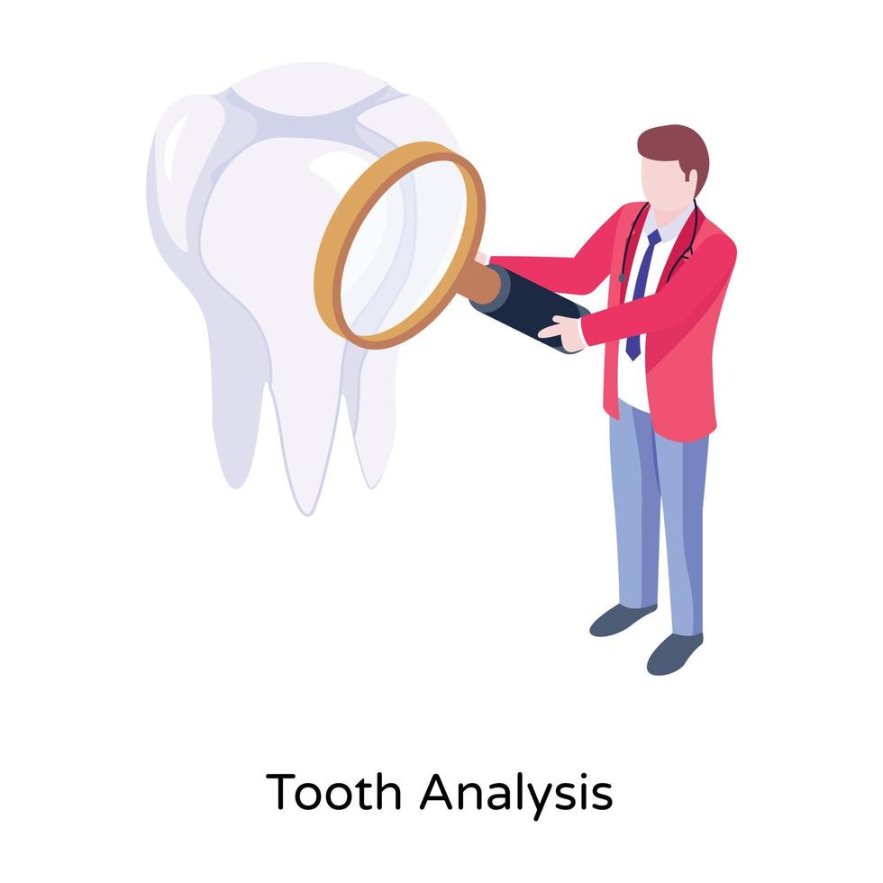 en perfekt isometrisk vektor för tandanalys, premiumdesign