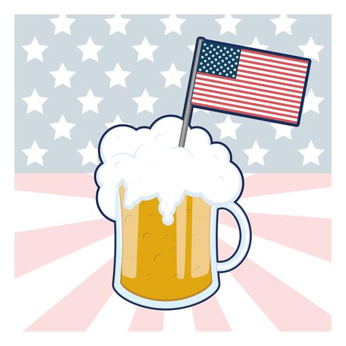 Glas Bier mit der Flagge der USA vektor