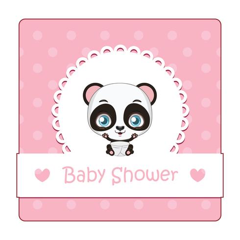 Söt tecken för baby shower med panda vektor