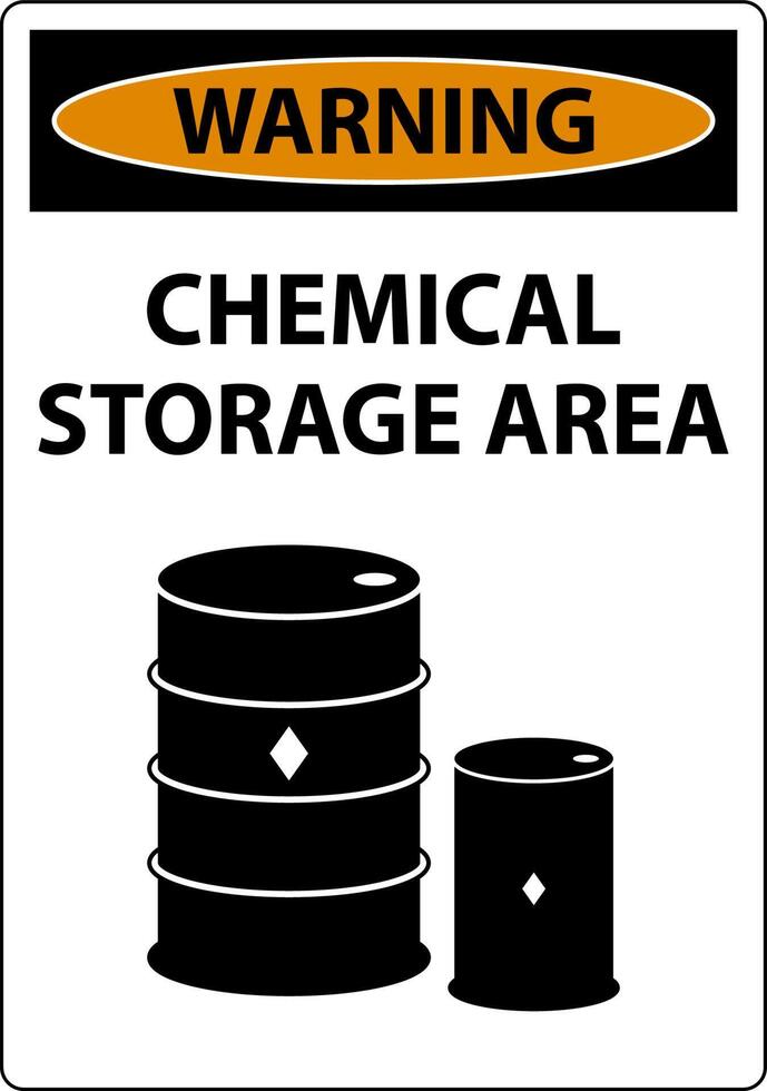 Warnschild für Chemikalienlager auf weißem Hintergrund vektor