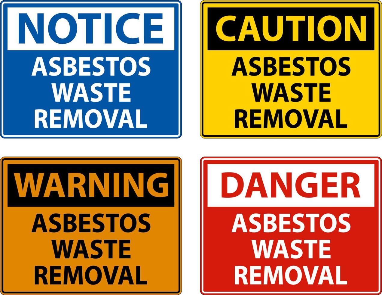 Gefahrenzeichen für Asbestabfallentsorgung auf weißem Hintergrund vektor