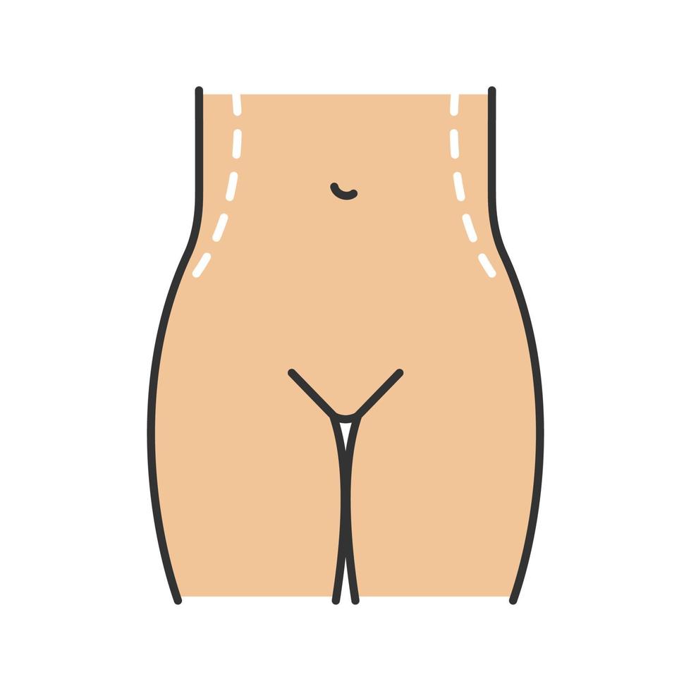 Taillenkorrektur-Chirurgie-Farbsymbol. Flanken Fettabsaugung. Taillenkonturierung und plastische Chirurgie zur Fettentfernung. isolierte Vektorillustration vektor