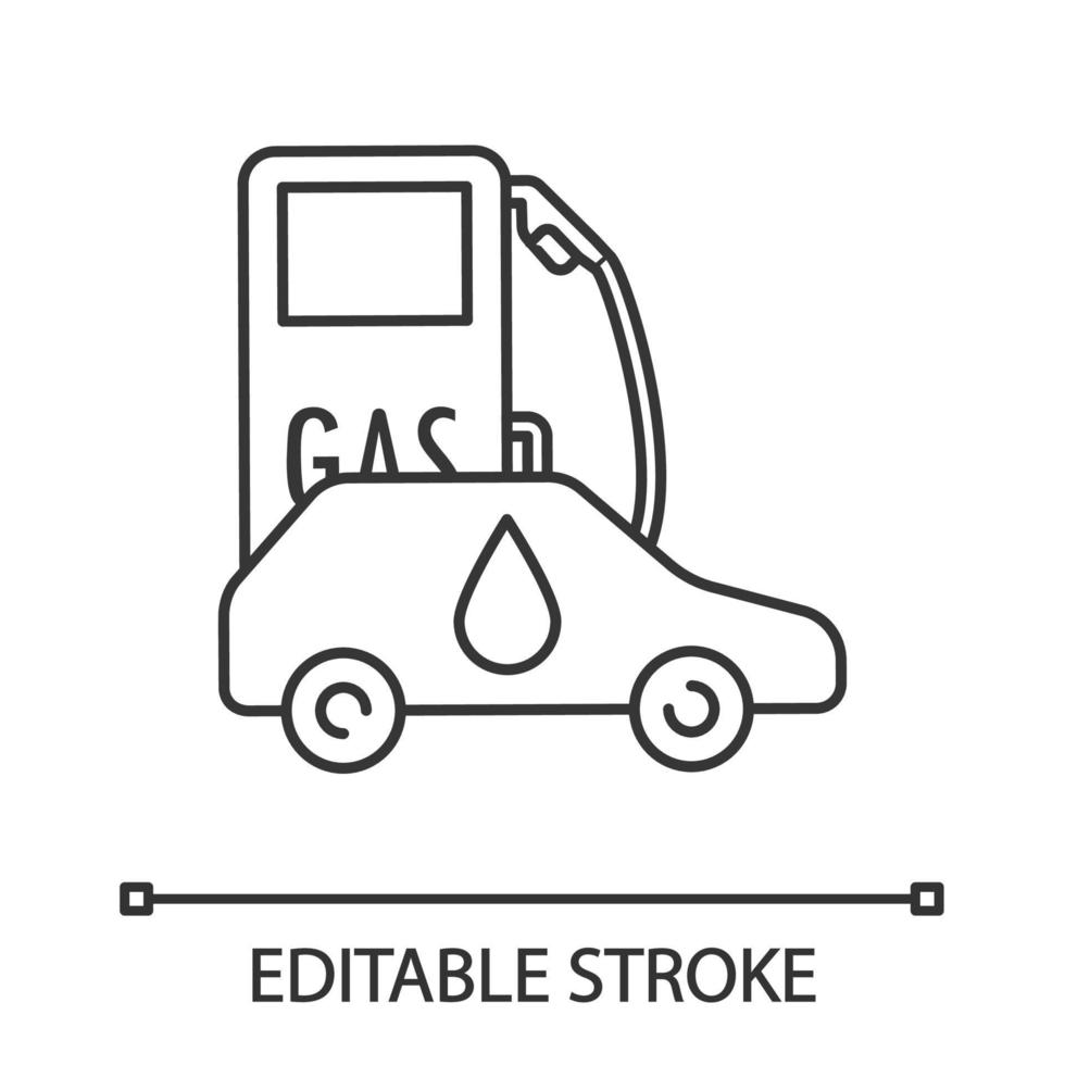 lineares Symbol der Tankstelle. Benzinpumpe. dünne Liniendarstellung. Benzinstand. Tankstelle. Kontursymbol. Vektor isoliert Umrisszeichnung. editierbarer Strich