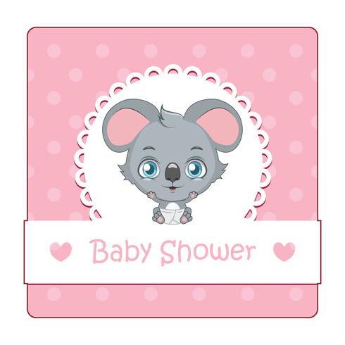 Söt tecken för baby shower med koala vektor