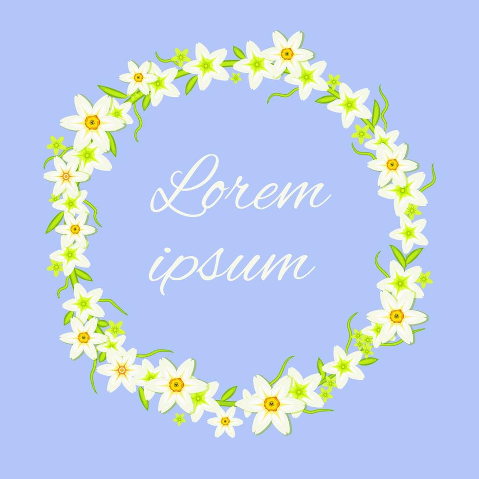 påsklilja blommor krans, plats för text vektor