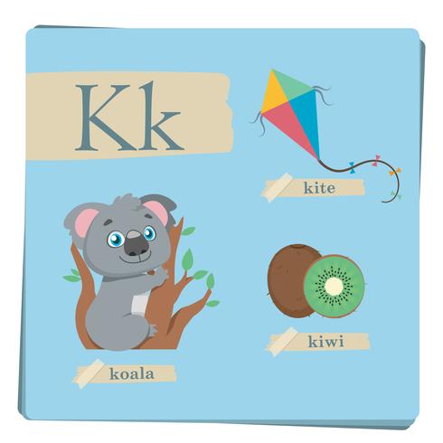 Buntes Alphabet für Kinder - Buchstabe K vektor