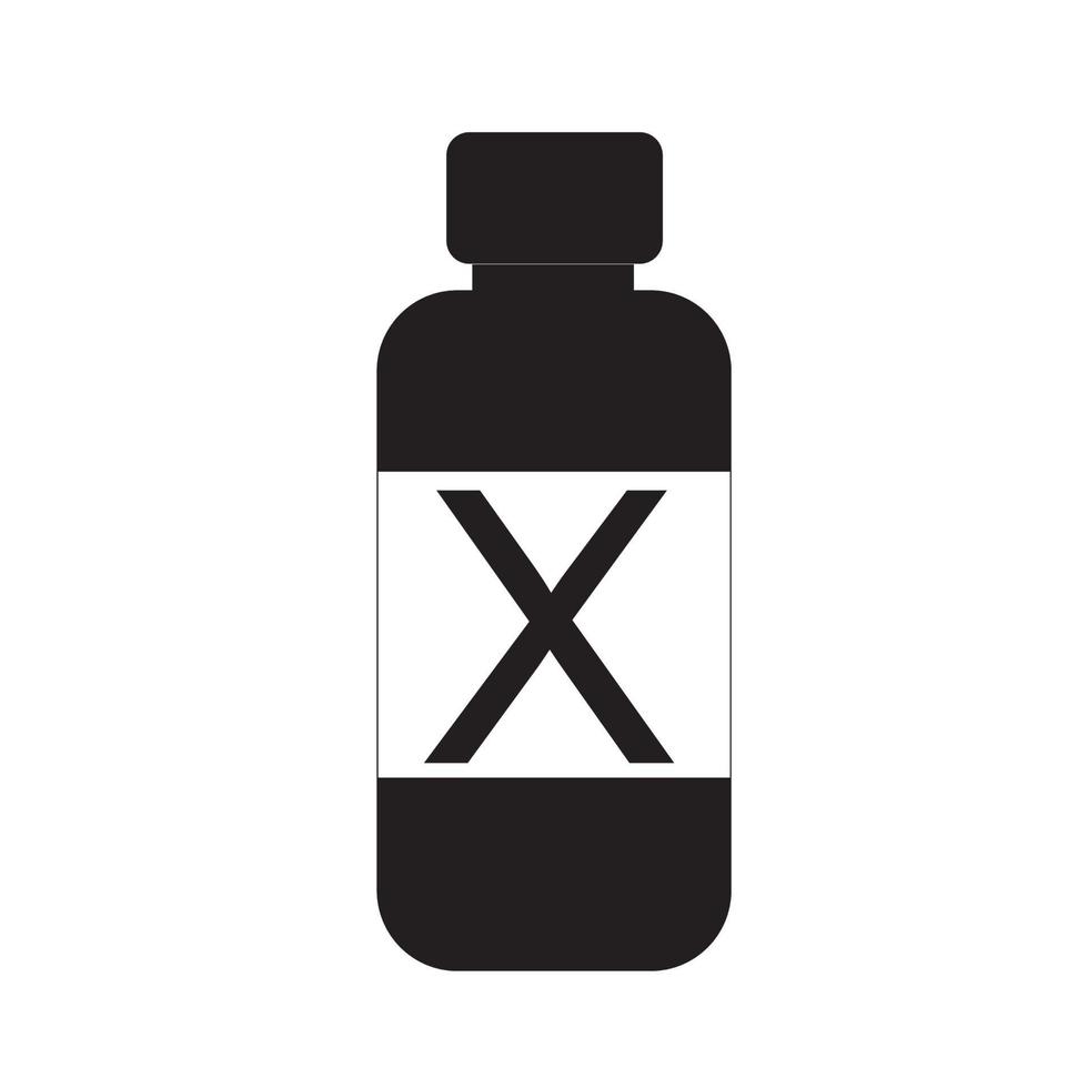 Flaschensymbol, Flaschensymbol mit einem Kreuz auf der Flasche vektor